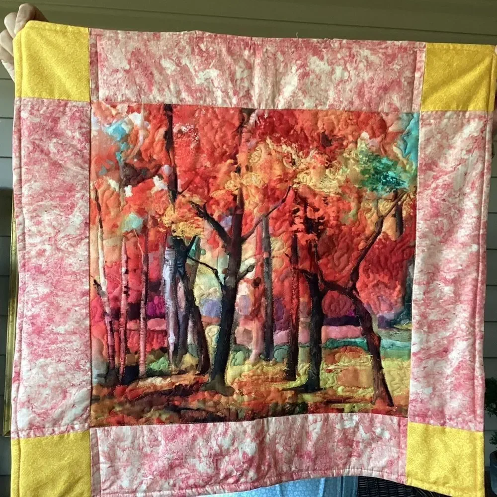 NWT. Hand Crafted Last in a SeriesColorful Forest Art Wall Quilt